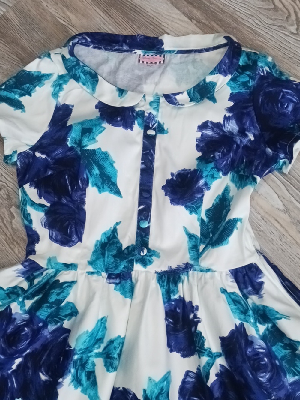 Pinup Couture Women's Blue Vintage Rose Print Midi Dress - Picture 3 of 16
